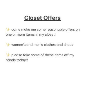 Check out my closet for women’s and men’s clothes